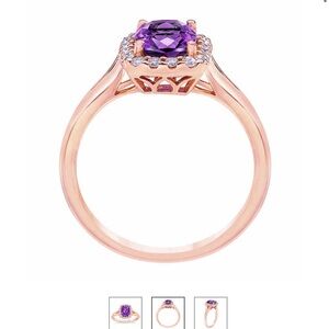 Beautiful amethyst and diamond rose gold ring
